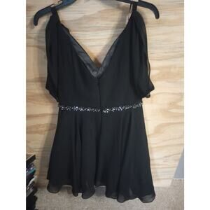 Prom/Formal Dress Black Bedazzled Waist Vneck Large Ed Young